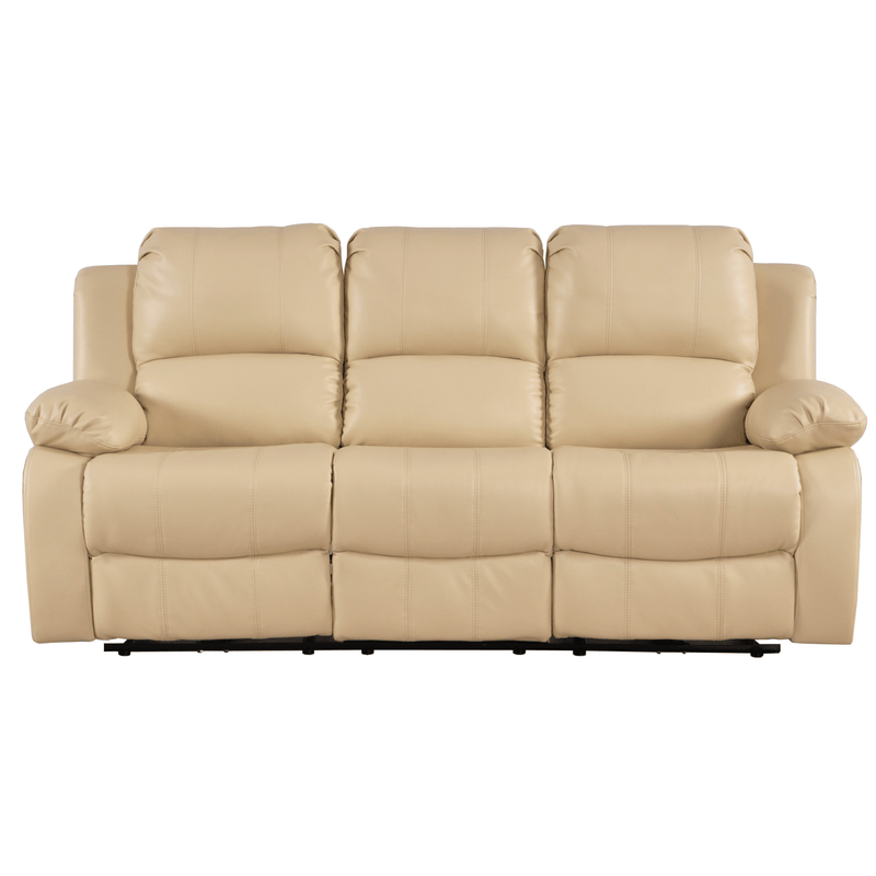 Beige leather sofa on a white background