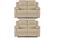 Valencia Cream Leather Manual Recliner 2+2 Seater Sofa Set