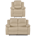 Valencia Cream Leather Manual Recliner 2+1 Seater Sofa Set