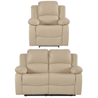 Valencia Cream Leather Manual Recliner 2+1 Seater Sofa Set