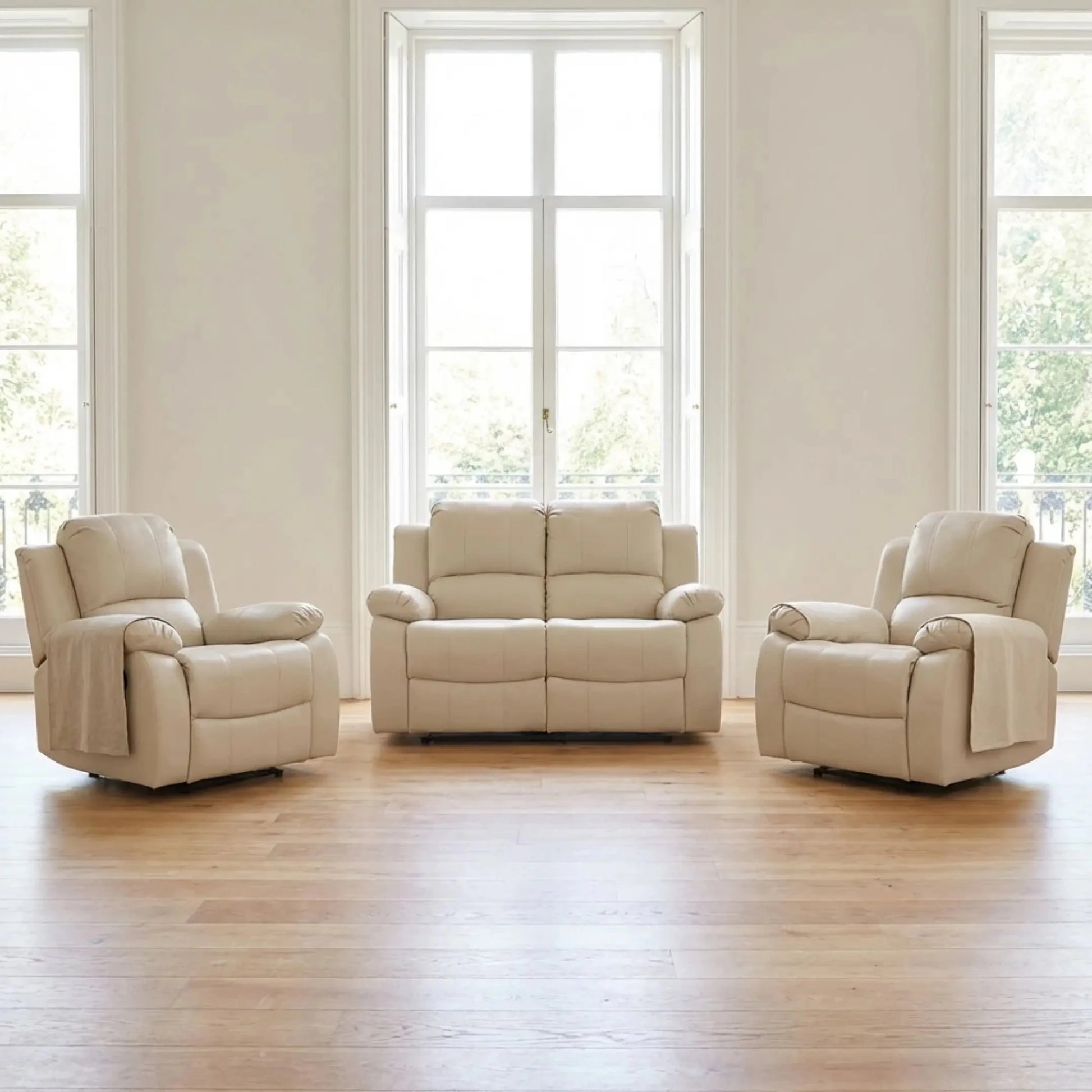 Leather Manual Recliner 2+1+1 Seater Sofa Set
