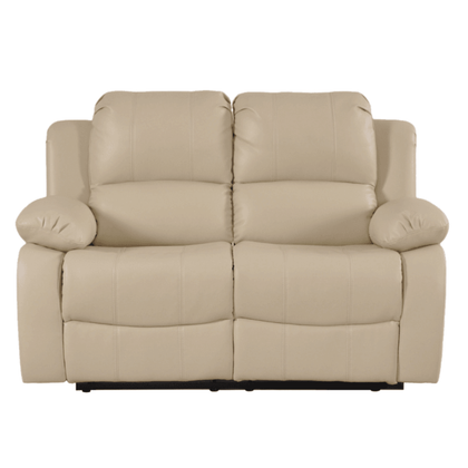 Beige leather sofa on a white background