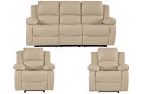 Valencia Cream Leather Manual Recliner 3+1+1 Seater Sofa Set