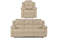 Valencia Cream Leather Manual Recliner 3+1 Seater Sofa Set