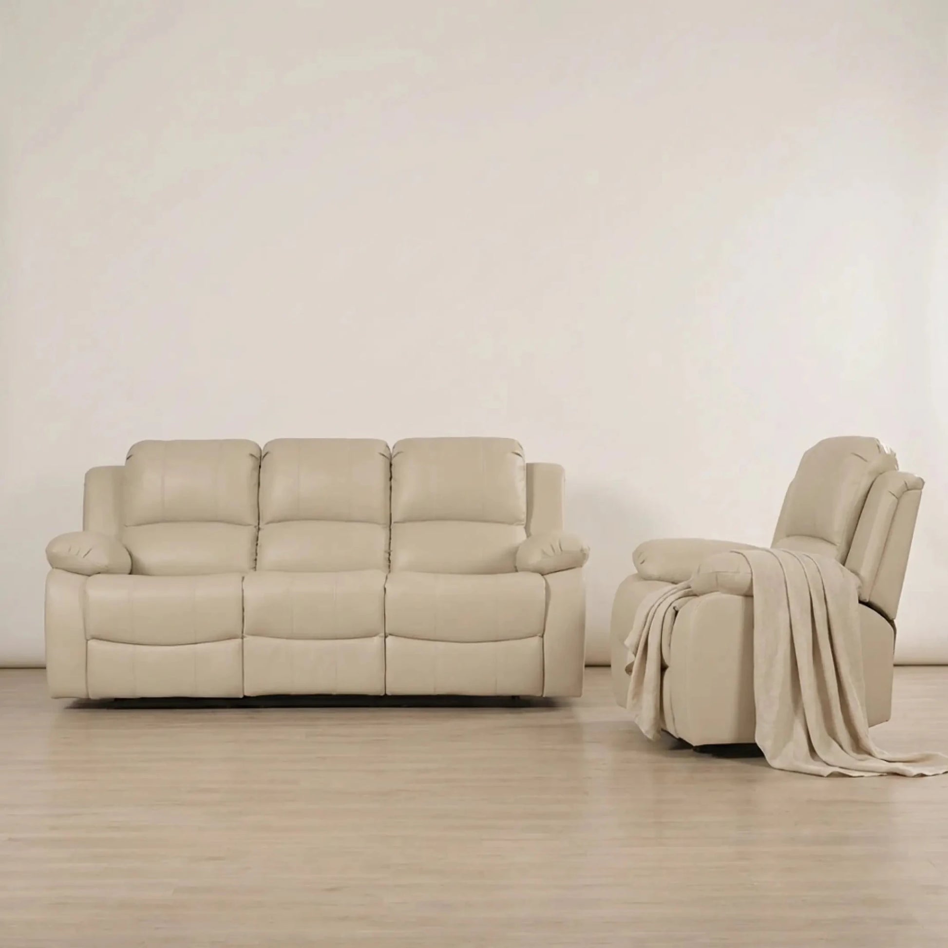 Valencia Cream Leather Manual Recliner