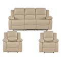 Valencia Cream Leather Manual Recliner 3+1+1 Seater Sofa Set