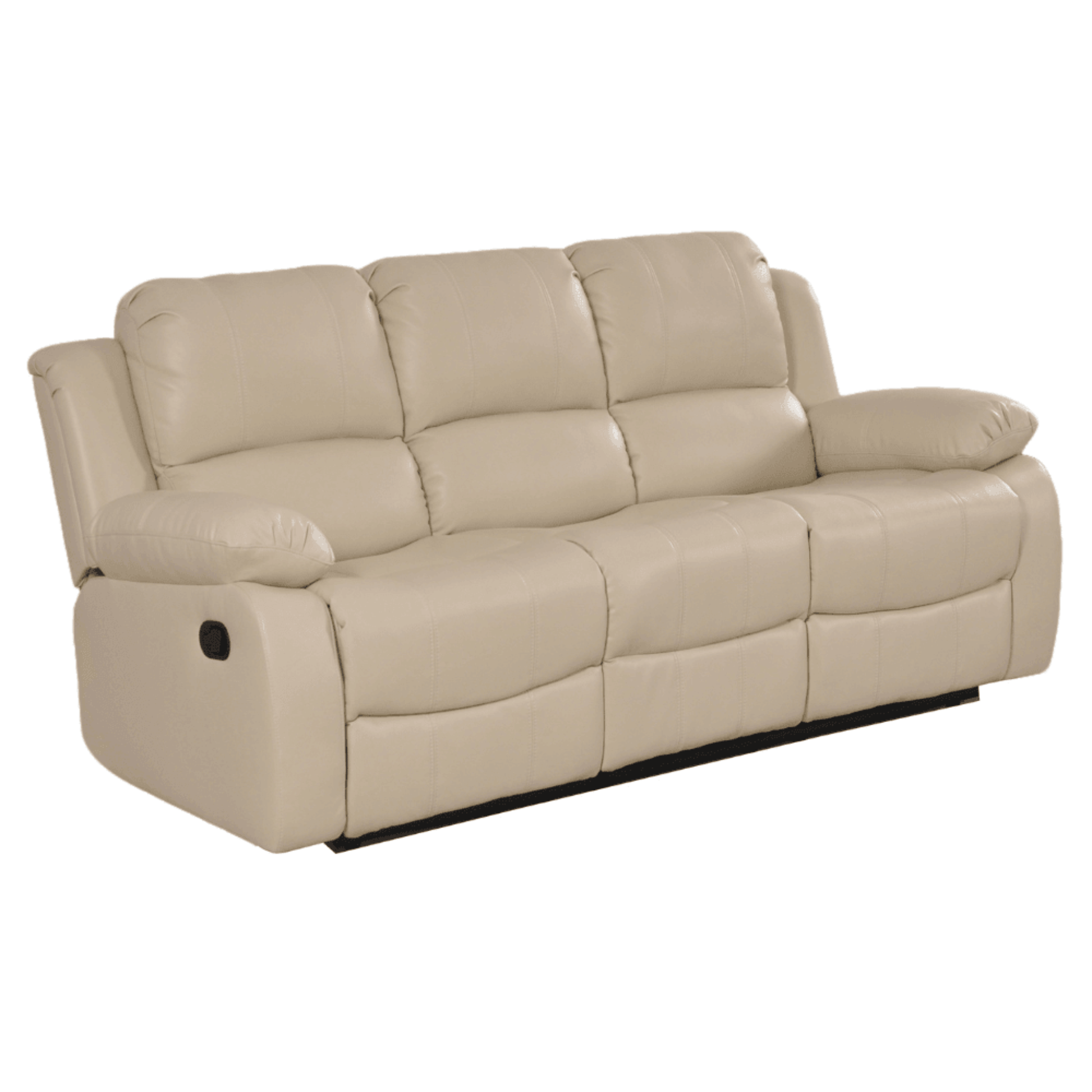 Beige reclining sofa on a white background
