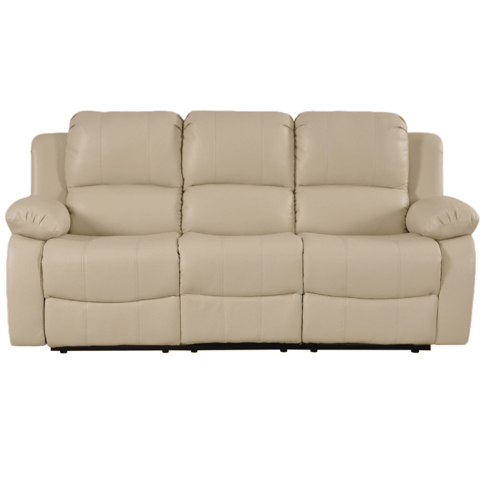 Beige leather sofa on a white background