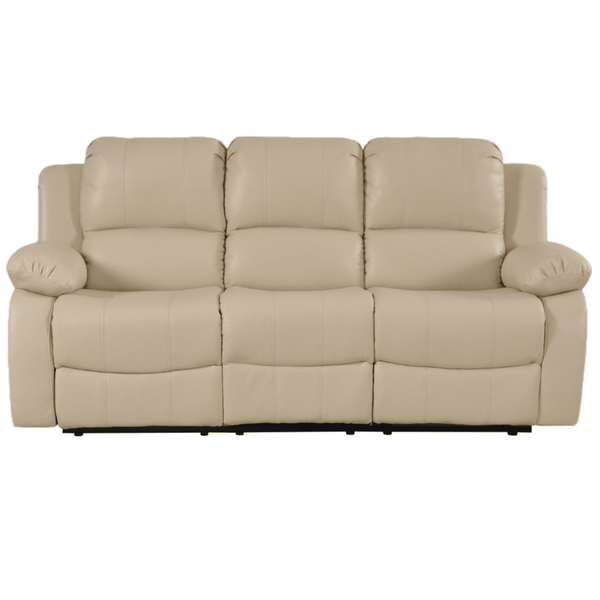 Valencia Cream Leather 3 Seater Manual Recliner Sofa