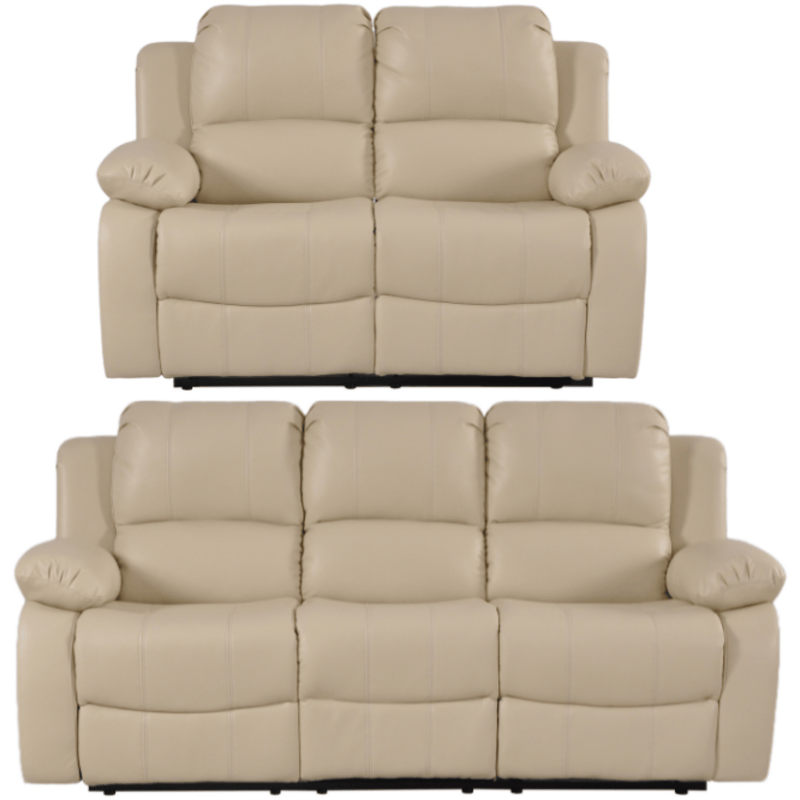 Beige recliner sofa set on a white background