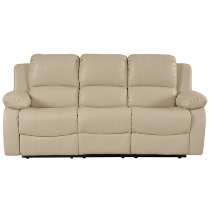 Beige leather sofa on a white background