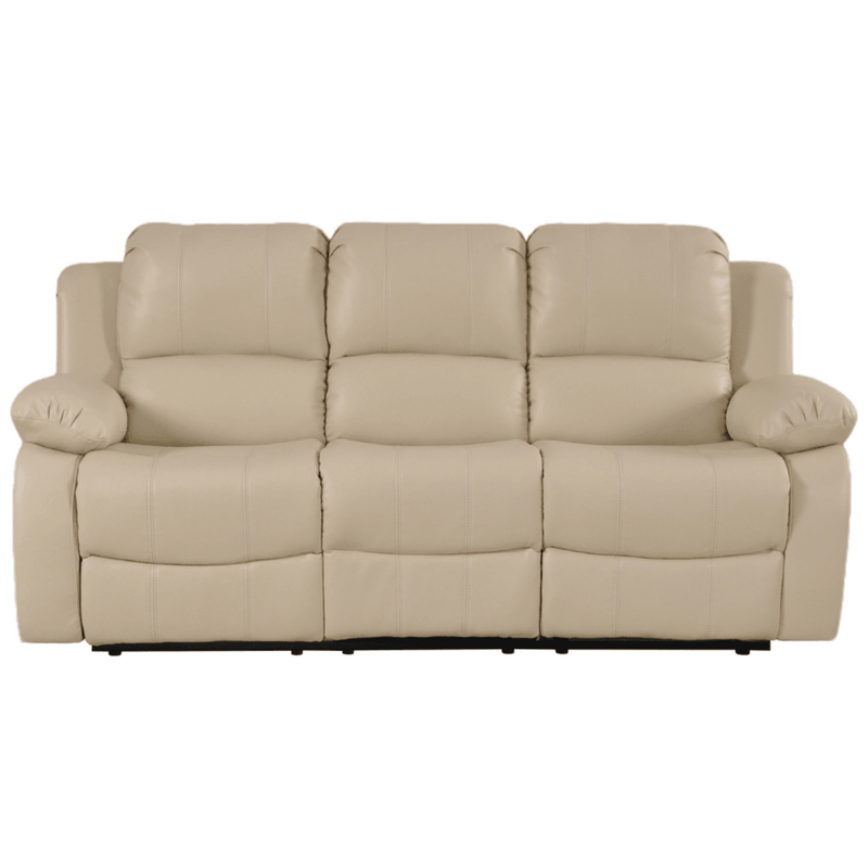 Beige leather sofa on a white background