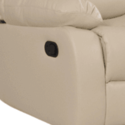 Close-up of a beige recliner chair with a control panel.