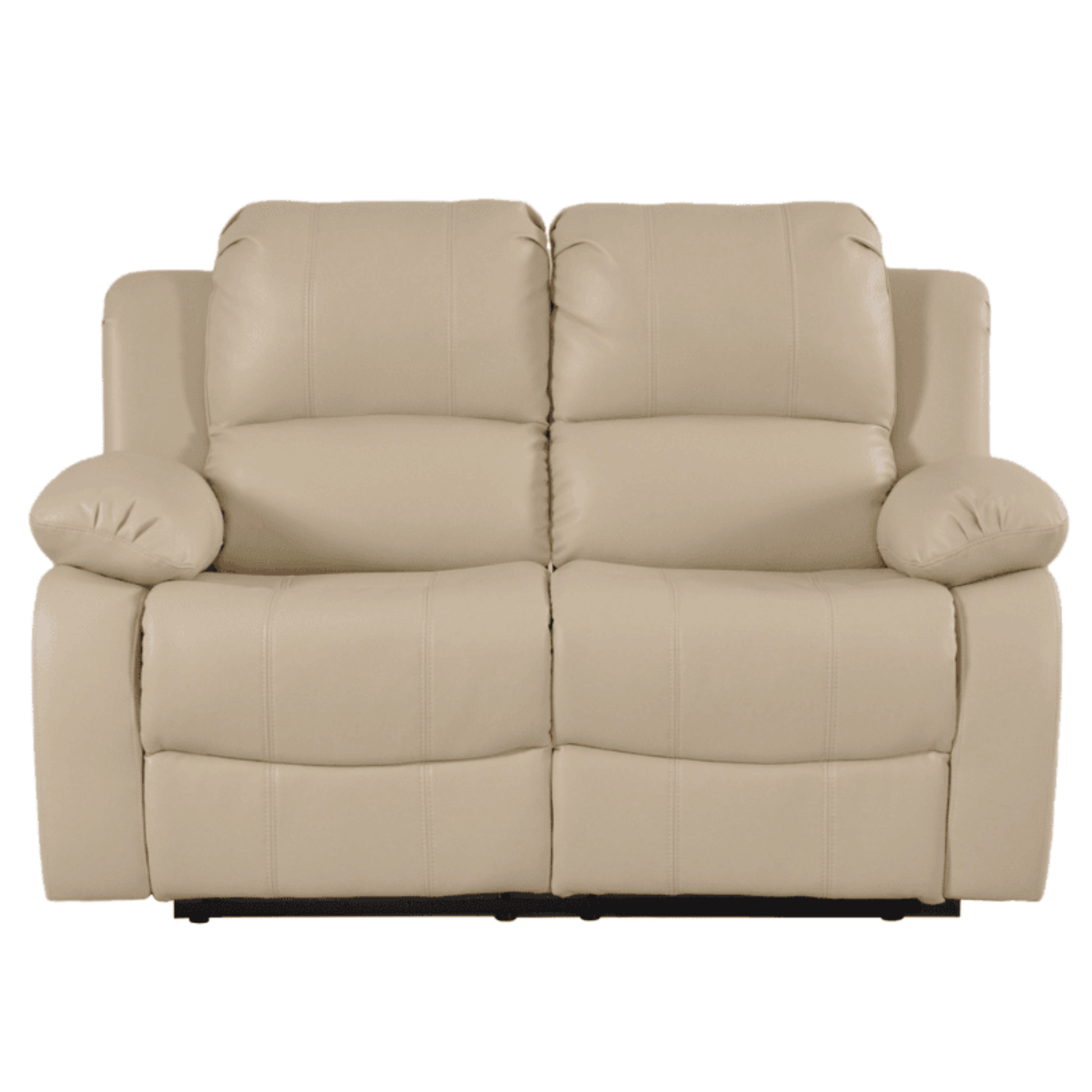 Beige leather sofa on a white background