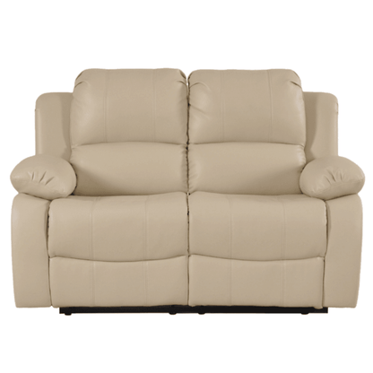 Beige leather sofa on a white background