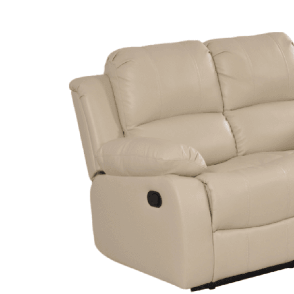 Beige reclining sofa on a white background