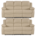 Valencia Cream Leather Manual Recliner 3+3 Seater Sofa Set