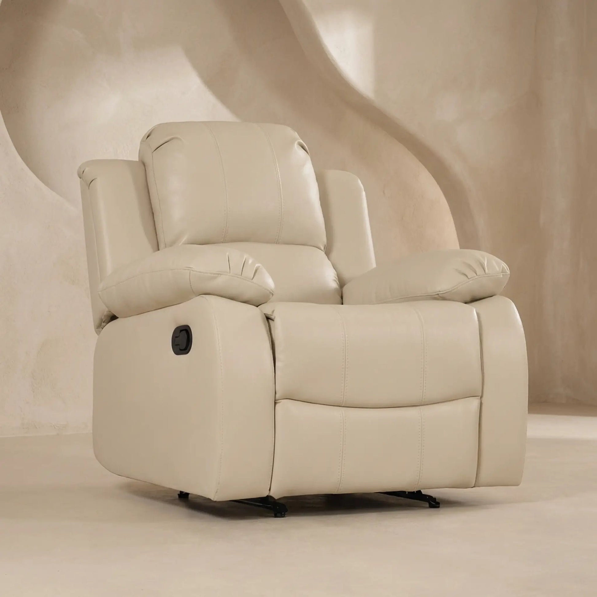 Valencia Cream Leather Manual Recliner 1 seater