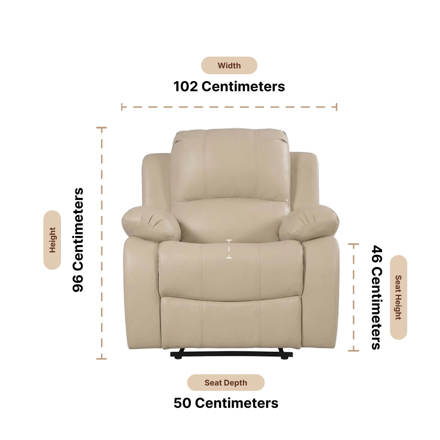 Valencia Cream Leather Manual Recliner Armchair - Furniture Instore
