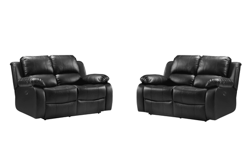 Valencia Genuine Black Leather 2+2 Seater Electric Power Recliner Sofa Set