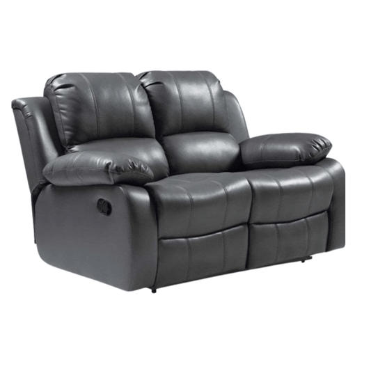 Gray leather reclining sofa on a white background
