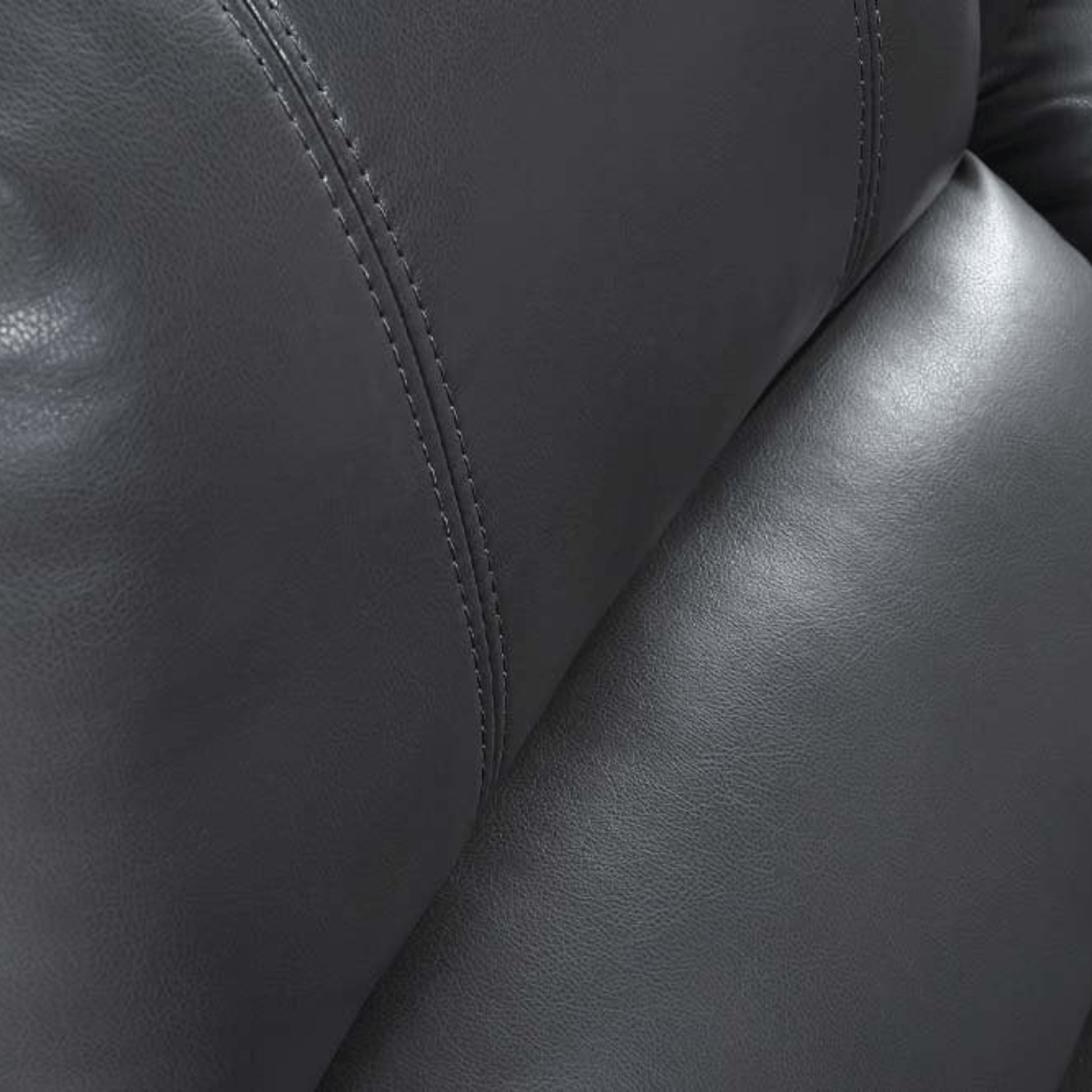 Close-up of dark gray leather texture