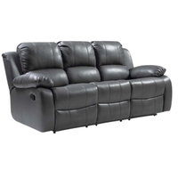 Gray leather reclining sofa on a white background