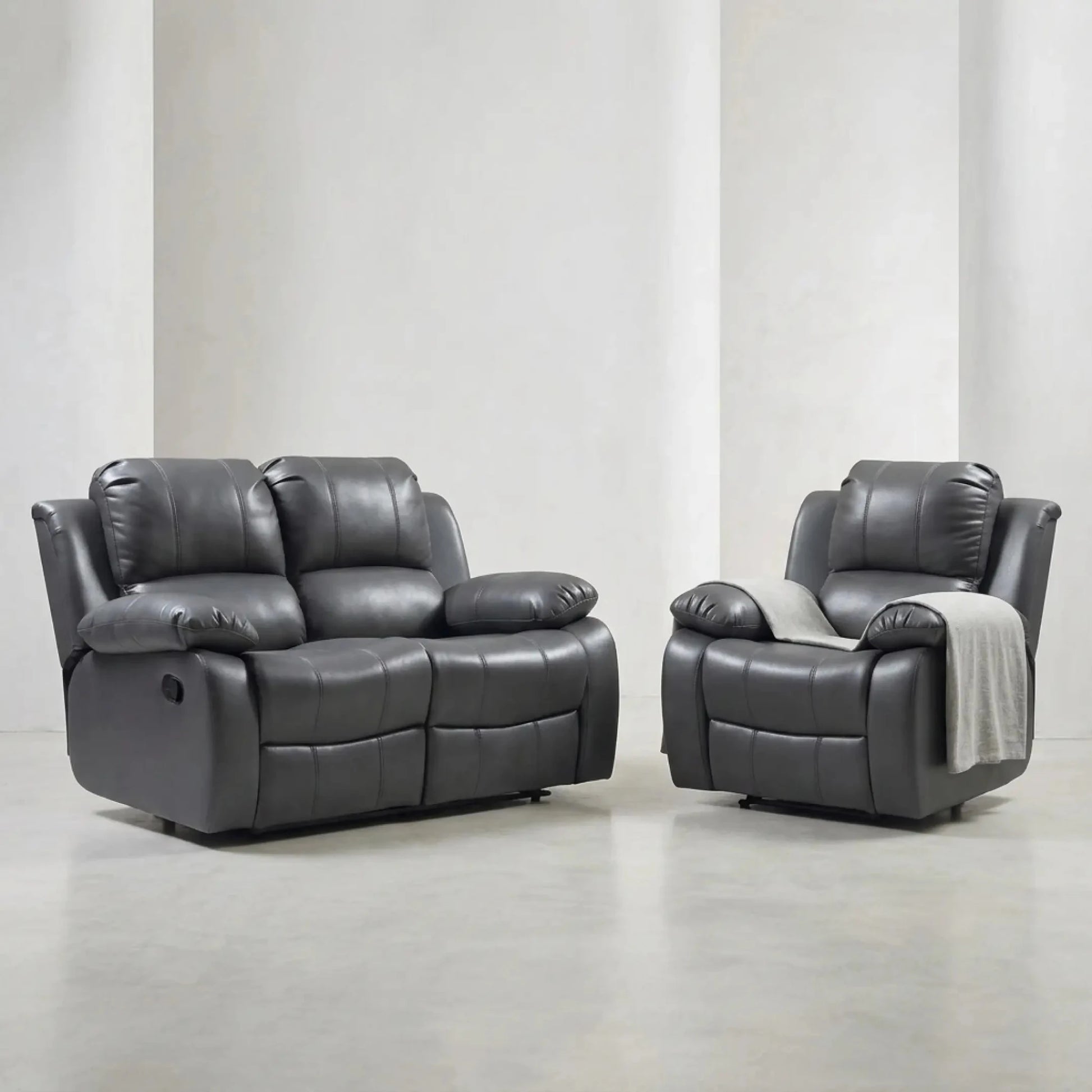 Valencia Grey Leather Manual Recliner