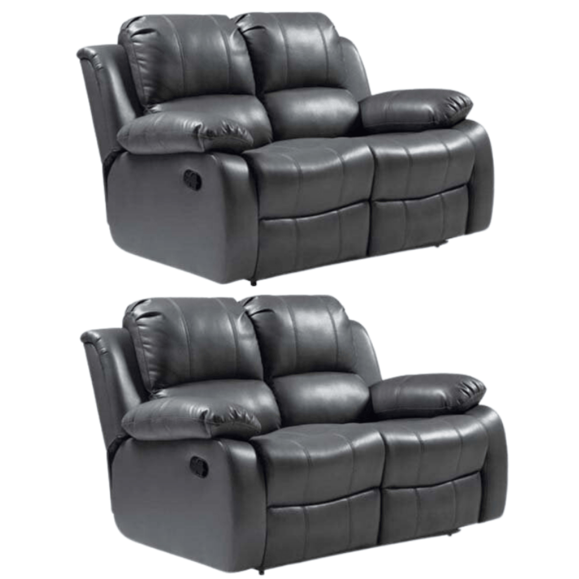 Valencia Grey Leather Manual Recliner 2+2 Seater Sofa Set - Furniture Instore