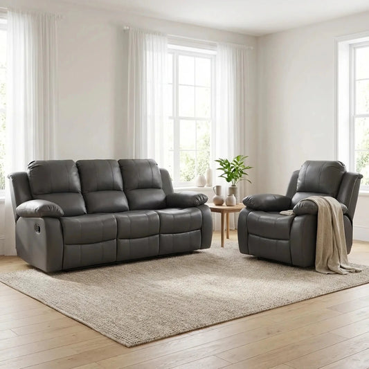 Grey Manual Recliner 3+1 Seater Sofa Set