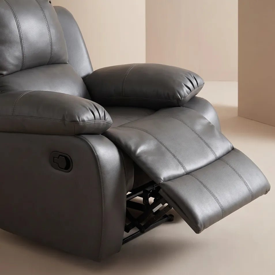 Valencia Grey Leather Manual Recliner Armchair - view 4 - Furniture Instore