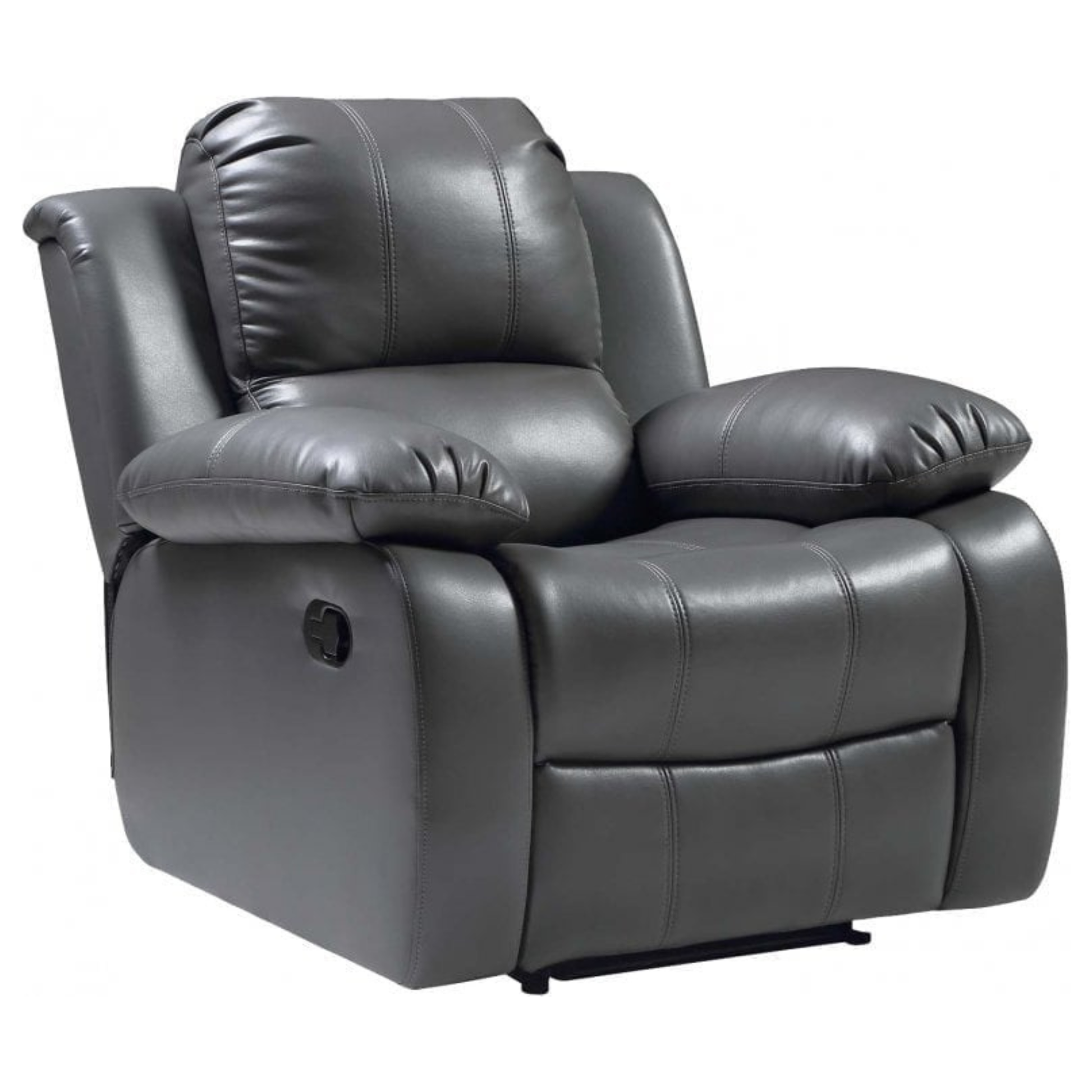 Valencia Grey Leather Manual Recliner Armchair - Furniture Instore