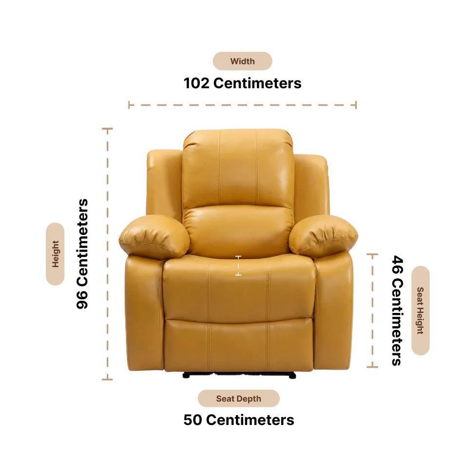 Valencia Leather Mustard Recliner Armchair - view 3 - Furniture Instore