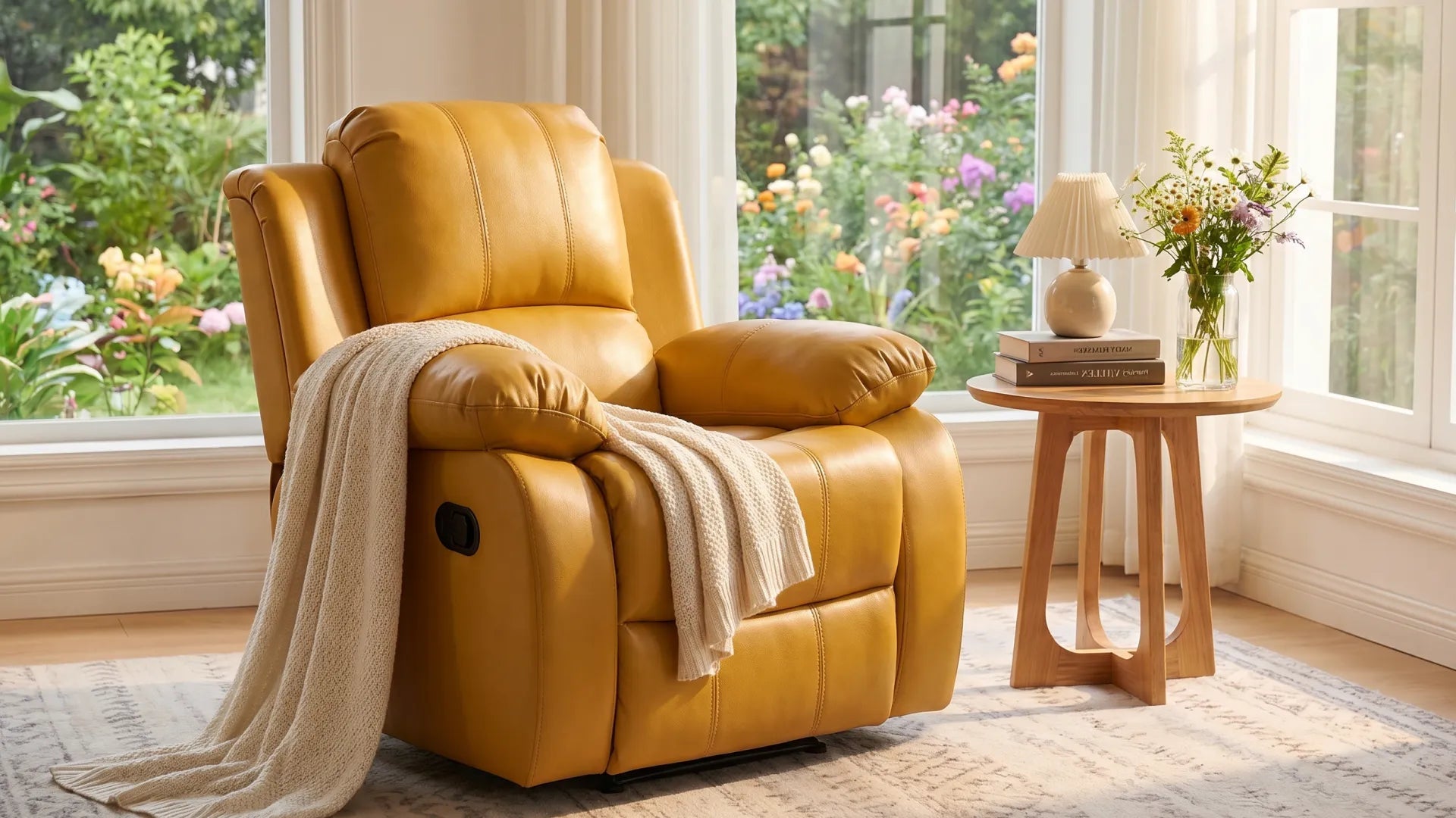 Valencia Leather Mustard Recliner Armchair - view 8 - Furniture Instore