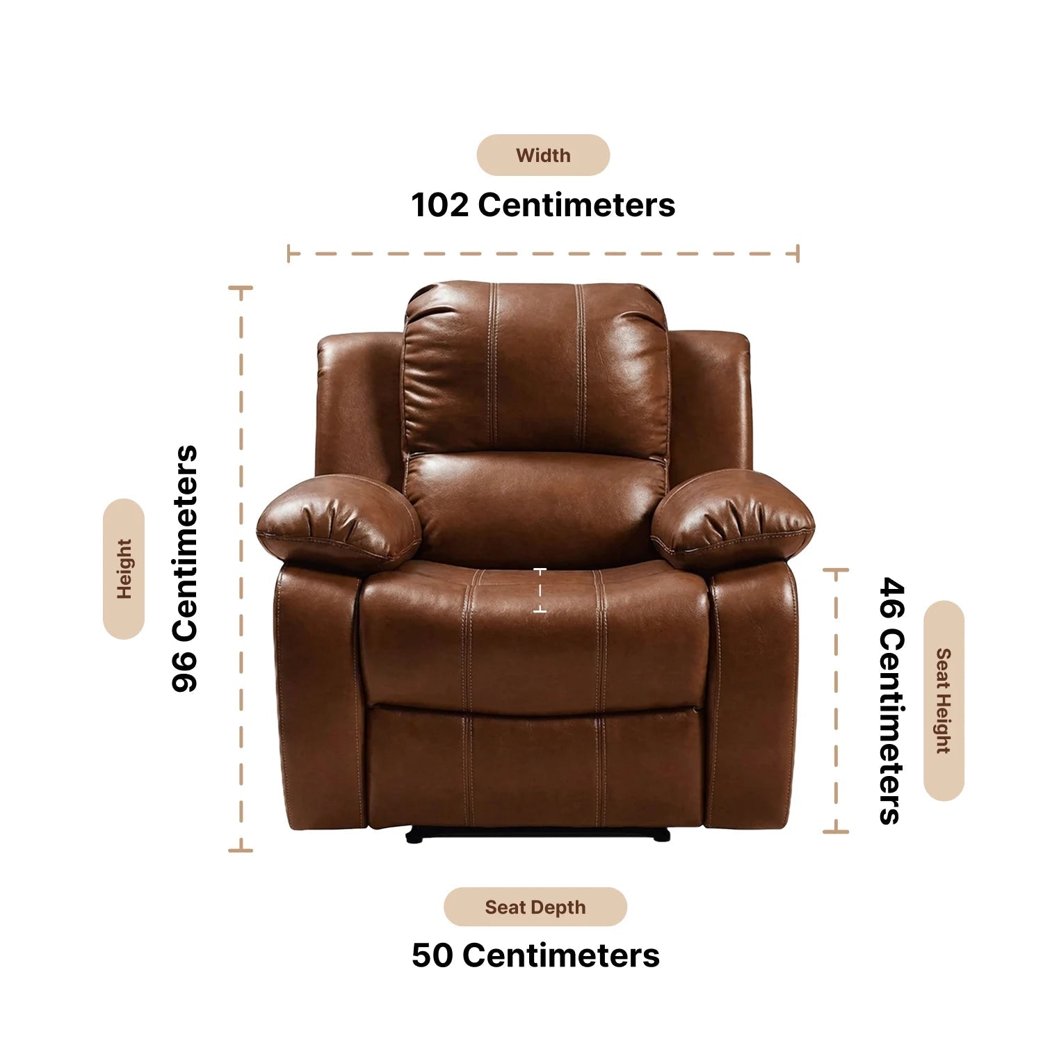 Valencia Leather Tan Manual Recliner Armchair - Furniture Instore