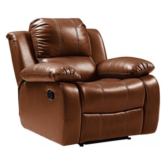 Brown leather recliner chair on a white background