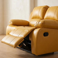 Valencia Mustard Leather Manual Recliner 2 Seater Recliner Sofa - view 4 - Furniture Instore