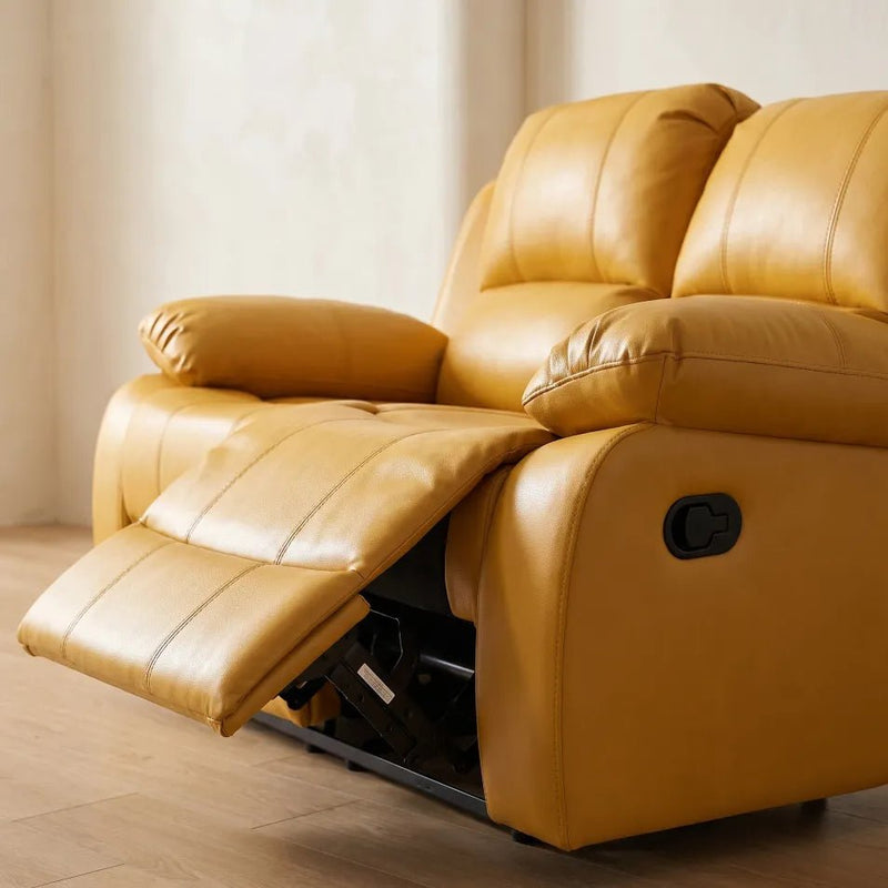 Valencia Mustard Leather Manual Recliner 2 Seater Recliner Sofa - view 4 - Furniture Instore
