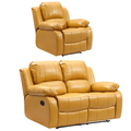 Valencia Mustard Leather Manual Recliner 2+1 Sofa Set