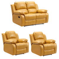Valencia Mustard Leather Manual Recliner 2+1+1 Seater Sofa Set