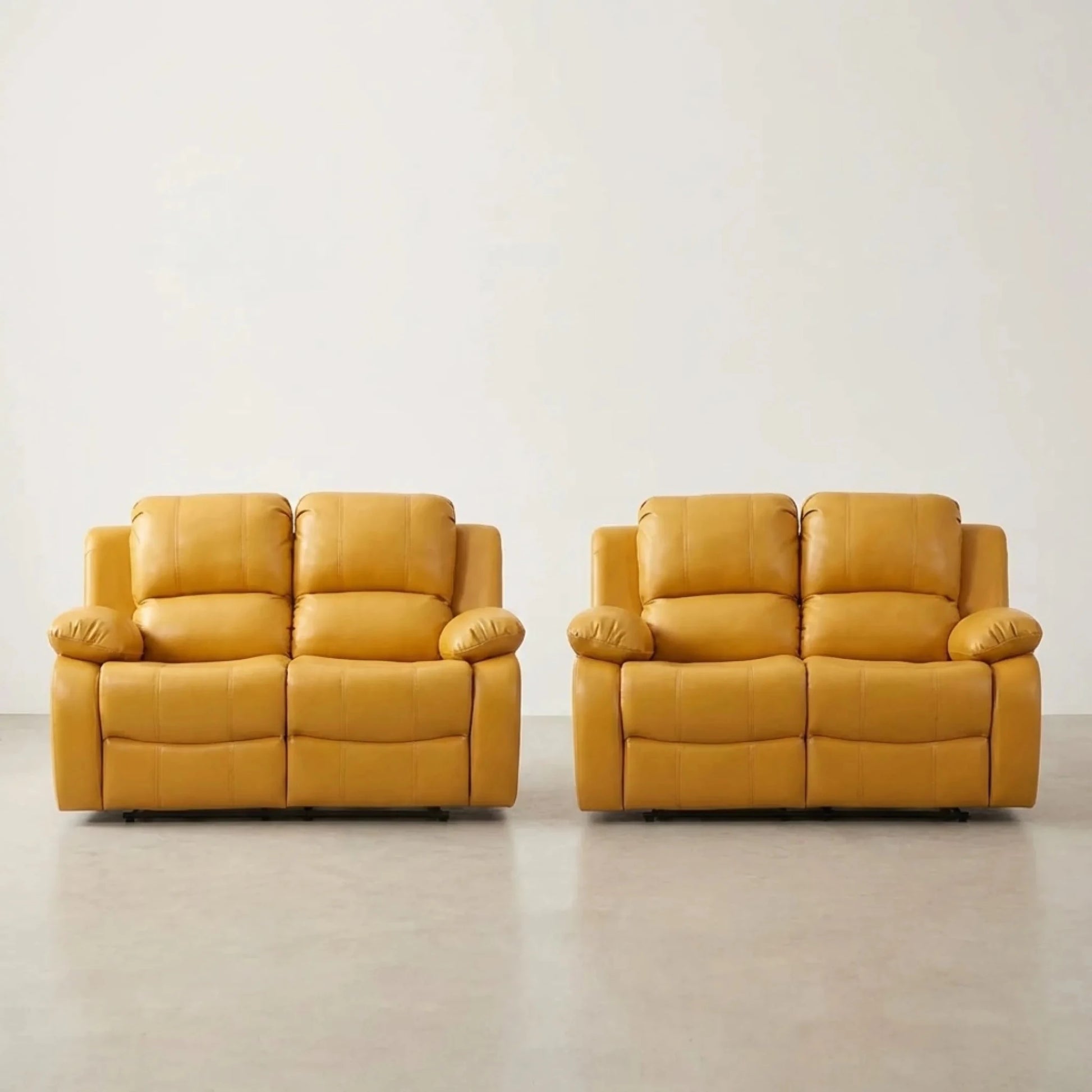 Valencia Mustard Leather Manual Recliner 2+2 Seater Sofa Set - Furniture Instore
