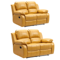 Valencia Mustard Leather Manual Recliner 2+2 Seater Sofa Set