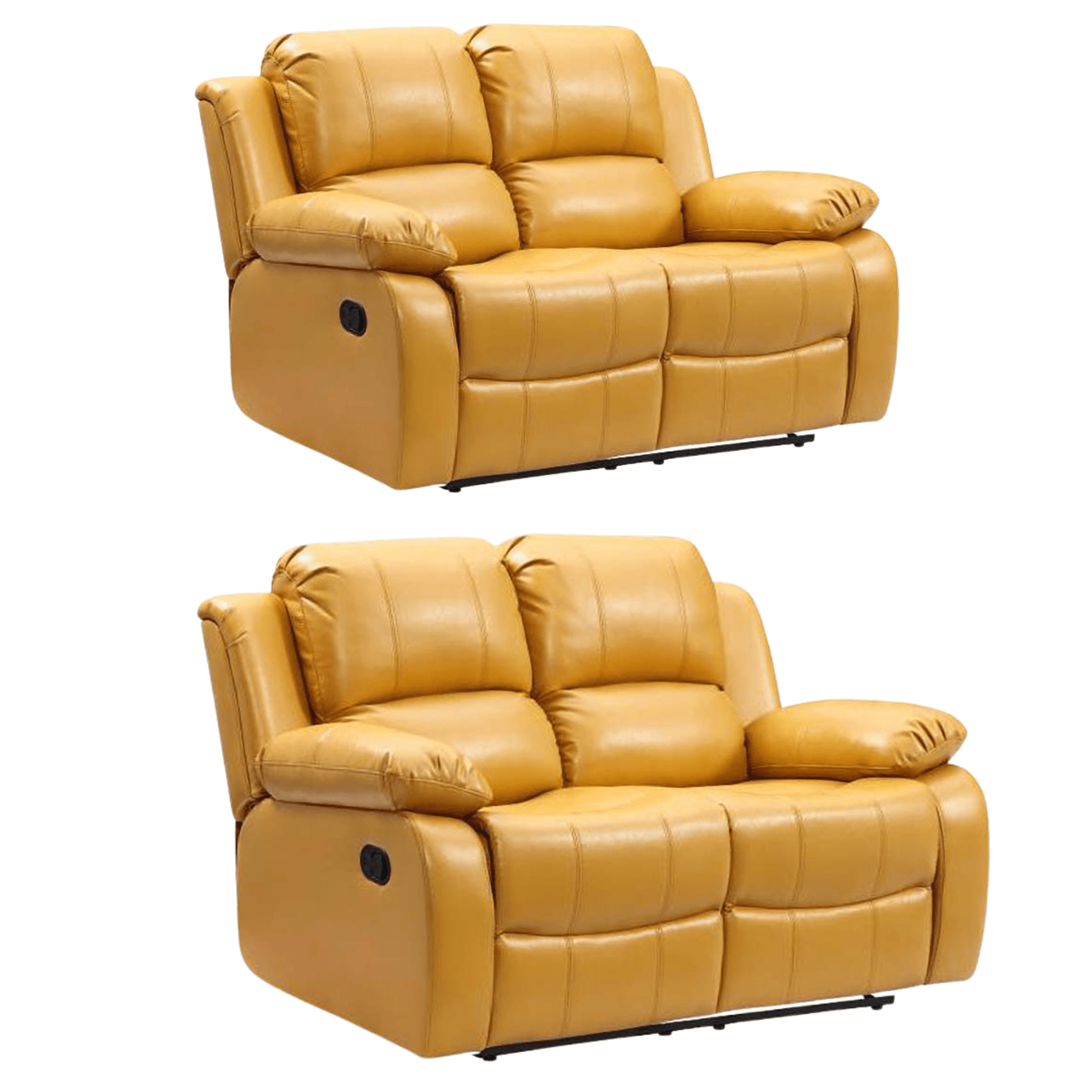 Valencia Mustard Leather Manual Recliner 2+2 Seater Sofa Set - Furniture Instore