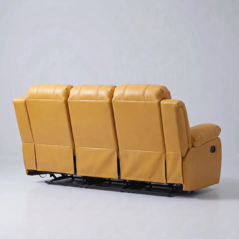 Valencia Mustard Leather Manual Recliner 3 Seater Recliner - view 6 - Furniture Instore