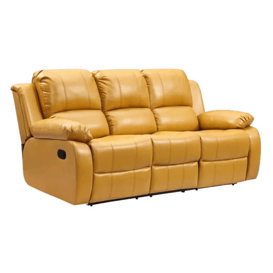 Valencia Mustard Leather Manual Recliner 3 Seater Recliner - Furniture Instore