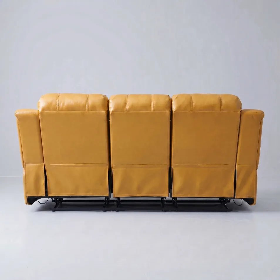 Valencia Mustard Leather Manual Recliner 3 Seater Recliner - view 7 - Furniture Instore