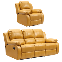 Valencia Mustard Leather Manual Recliner 3+1 Seater Sofa Set