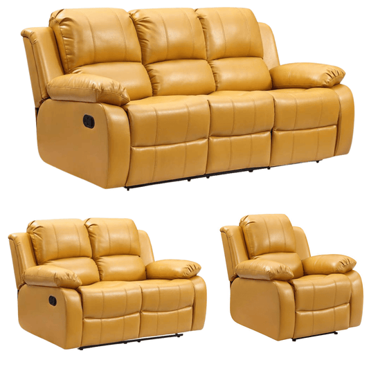 Valencia Mustard Leather Manual Recliner 3+2+1 Seater Sofa Set - Furniture Instore