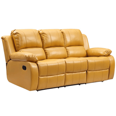 Valencia Mustard Leather Manual Recliner 3 Seater Recliner Sofa