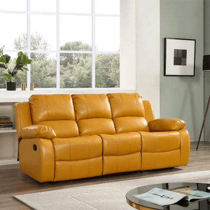 Valencia Mustard Leather Manual Recliner 3+2+1 Seater Sofa Set - Furniture Instore